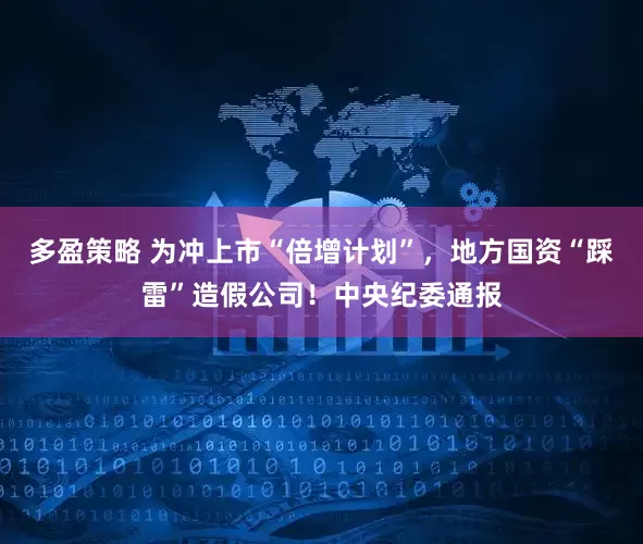 多盈策略 为冲上市“倍增计划”，地方国资“踩雷”造假公司！中央纪委通报